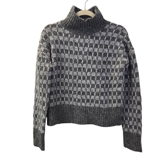 Everlane Sweaters - NWT Everlane The Cloud Checkered Oversized Wool Blend Turtleneck Sweater XXS/XS